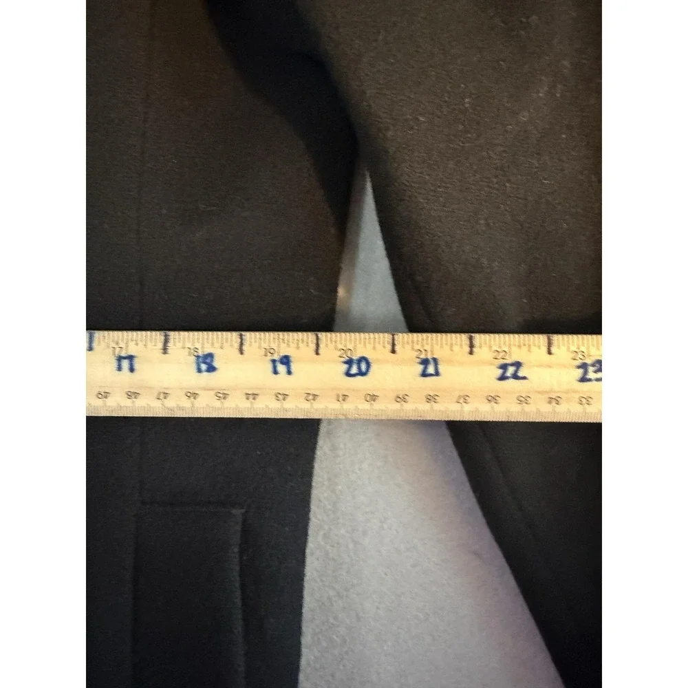 Anne Klein Coat Womens 16 Black Wool Single Breasted Collared Mid Length Lined